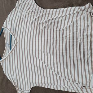 Tan and white striped top
